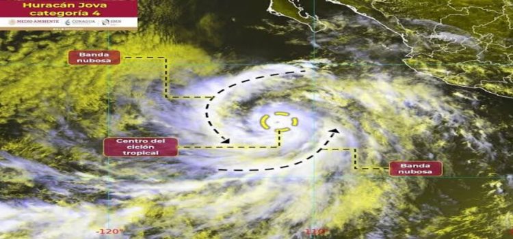 Jova se intensifica a huracán categoría 4 en Michoacán