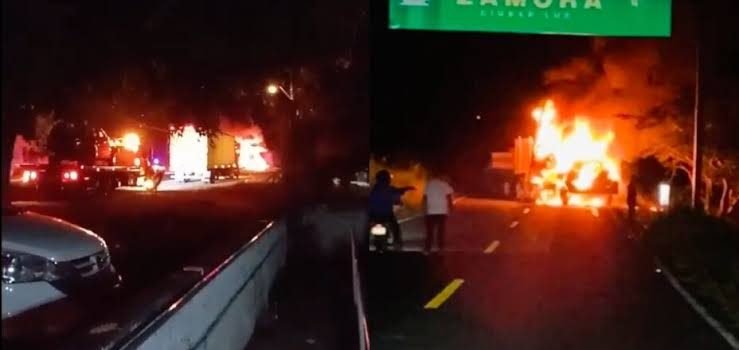 Incendian civiles vehículos de carga pesada en Zamora