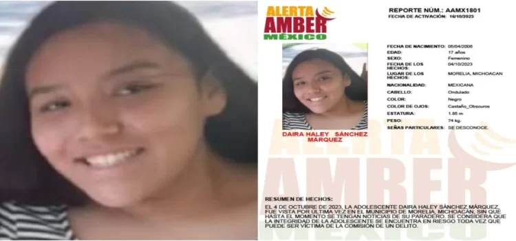 Daira tiene 17 años y desapareció en Morelia, Michoacán