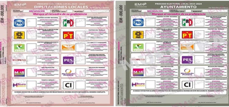 Así lucirán las boletas electorales en Michoacán