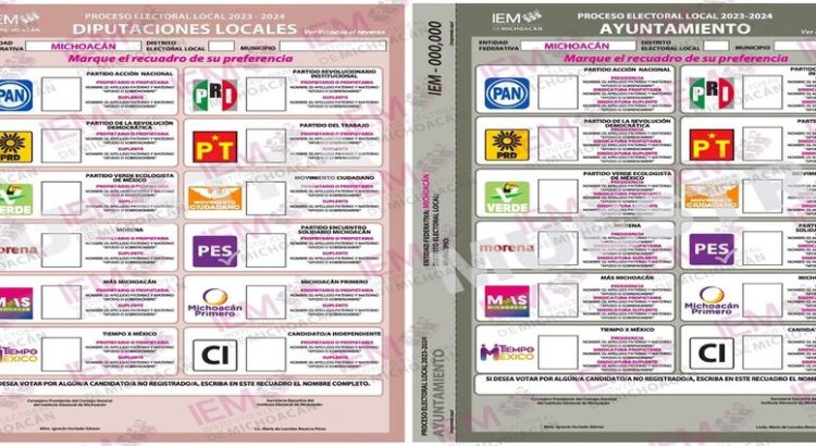 Así lucirán las boletas electorales en Michoacán