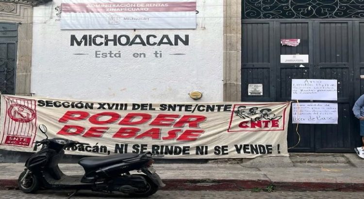 Poder de Base de la CNTE cierra oficinas de rentas en Michoacán