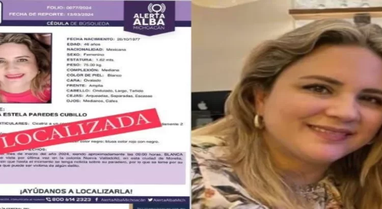 Localizan con vida a Blanca Estela Paredes