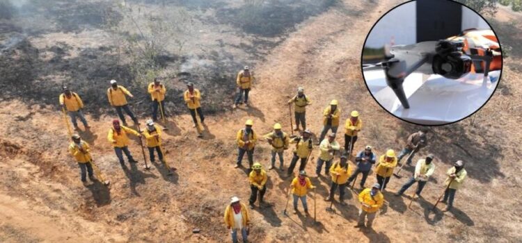 Con drones y helicópteros, brigadistas combaten incendios forestales en Michoacán