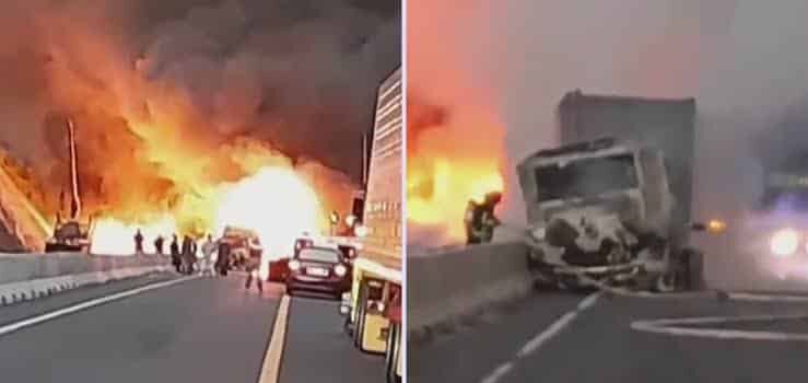 Incendio devasta trailer en autopista hacia Zamora