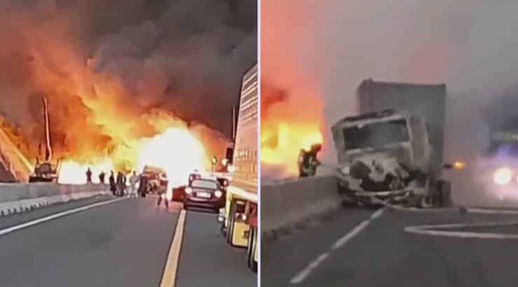 Incendio devasta trailer en autopista hacia Zamora