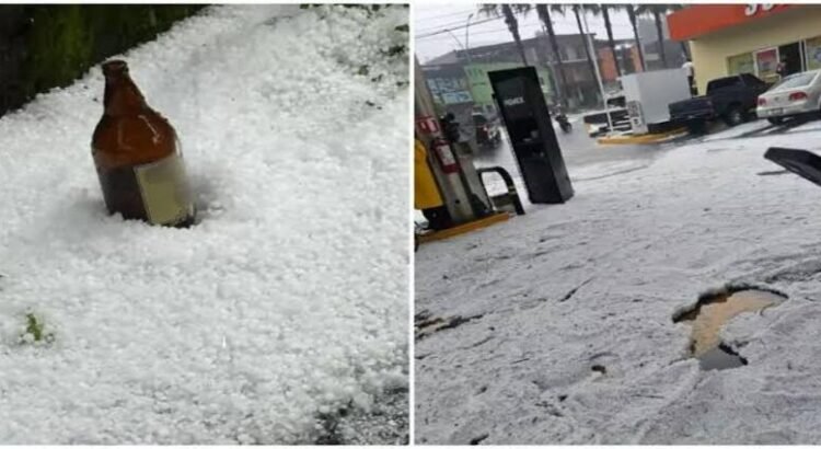 Granizada pinta de blanco a Tancítaro, Michoacán y ponen a enfriar las “chelas