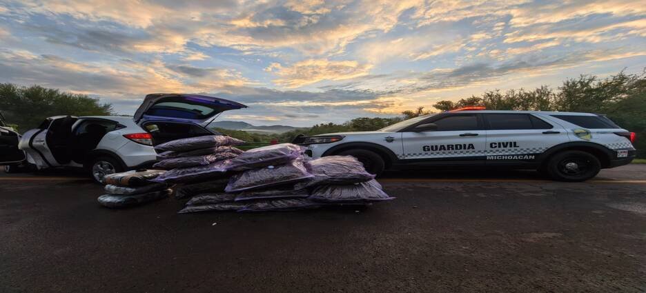 Aseguran 250 kilos de marihuana ocultos en una camioneta en Arteaga, Michoacán